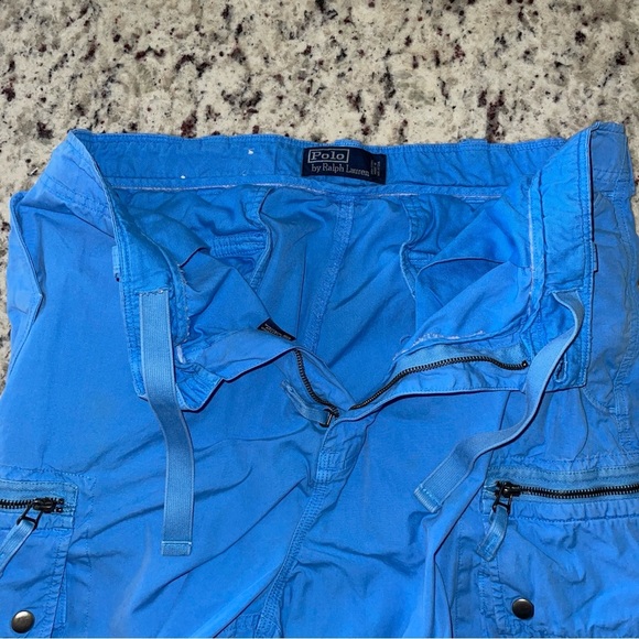 Polo Ralph Lauren Size Large 35” 100% Cotton Blue Cargo Shorts 9.5” Inseam Baggy - Picture 3 of 10